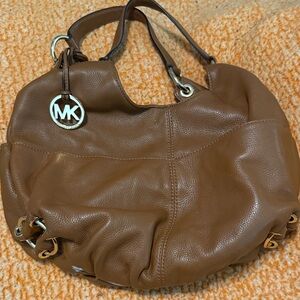 Michael Kors Cognac Pebbled Leather Shoulder Hobo